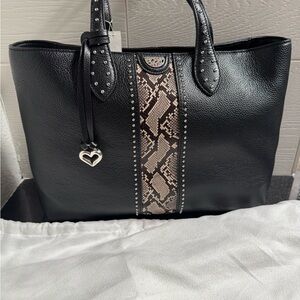 Brighton Rollins Black Leather Studded Tote – New With Tags – $425 Retail